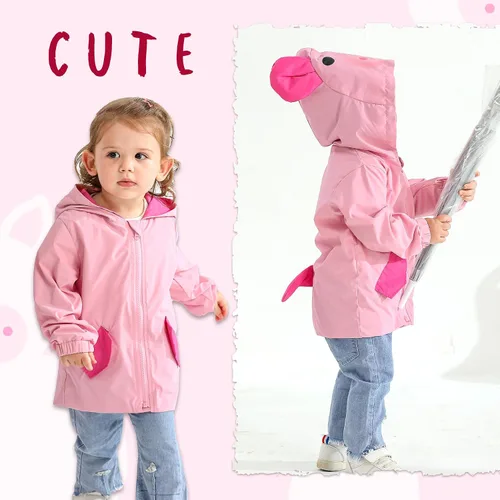 Vista 3 de YOUNGER TREE Impermeable de pato para bebé niño y niña, con capucha y cremallera