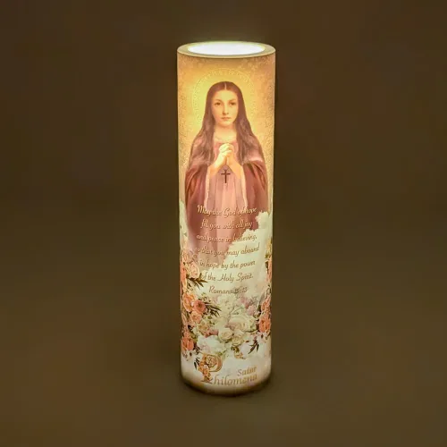 Vista 6 de Vela de oración devocional sin llama LED St Philomena