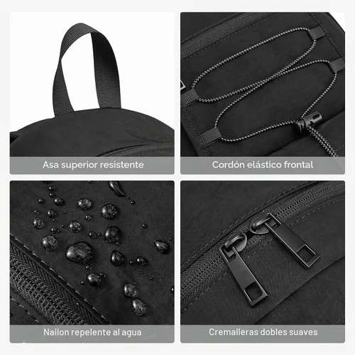 Vista 6 de G4Free Mochila pequeña de 10L para mujer y hombre Negro