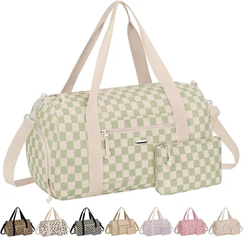 Vista 9 de Bolsa de gimnasio para mujer con compartimento para zapatos Fresa de pana beige