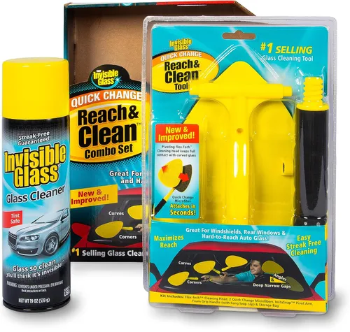Vista 8 de Invisible Glass 99050 Reach & Clean - Kit combinado de herramienta limpiadora de parabrisas de vidrio con limpiador de vidrio en spray premium