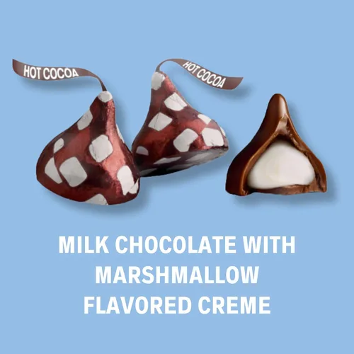Vista 3 de Christmas 2023 Edición Limitada Besos de chocolate caliente de cacao con crema de malvavisco, rellenos de tazón de caramelo navideño, 9 onzas