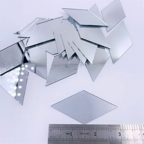 Vista 2 de CHENRUI 3 pulgadas (3.000 in) Espejo con forma de diamante Azulejos de mosaico Craft Mirrors 50pcs (Plata)