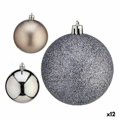 Vista 2 de Set de Bolas de Navidad Krist+ Plateado Plástico Ø 7 cm (12 Unidades)