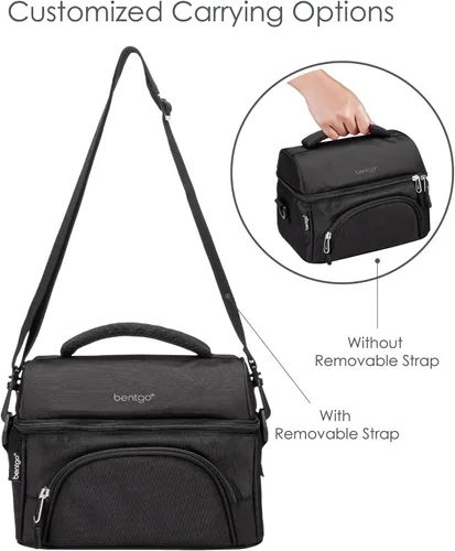Vista 5 de Bentgo® Bolsa de almuerzo Deluxe - Lonchera duradera y aislada con bolsillo exterior con cremallera, bolsillo interior de malla, correas acolchadas