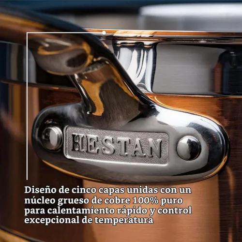 Vista 5 de Hestan - Colección CopperBond - Cacerola de cobre 100% puro, compatible con cocina de inducción, 1.5 cuartos