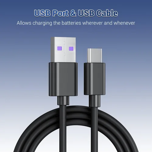 Vista 4 de JJC BLX-1 Cargador de batería USB de doble ranura para cámaras Olympus OM-1 Mark II OM1 OM-3 OM3, cable de carga USB a USBC, con protección contra