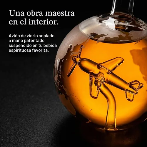 Vista 5 de Godinger - Juego de decantador de whisky, globo de avión con 2 vasos, regalo de aviación