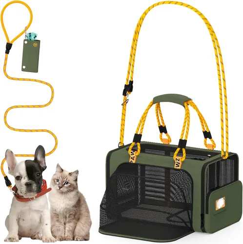 Vista 10 de PAWZIDEA Transportador de mascotas expandible aprobado por aerolíneas, transportador de perros pequeños de 18 x 11 x 11 pulgadas, transportador