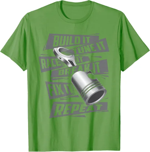 Vista 20 de Build It Tune It Race It Break It - Camiseta para entusiastas de los coches de carreras, talla S Negro