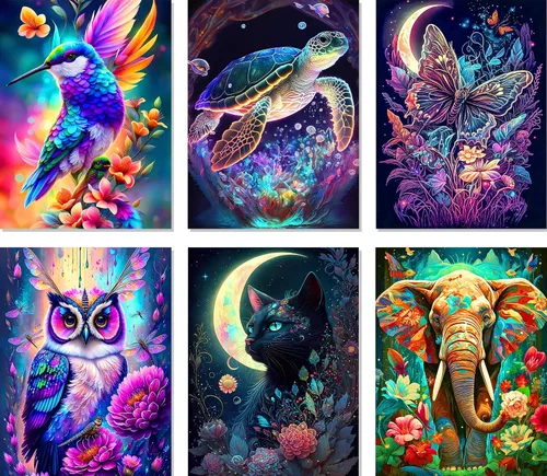 Vista 13 de Paquete de 3 kits de arte de diamantes de colibrí para adultos, kits de pintura de diamantes de colibrí para principiantes, diamantes de imitación