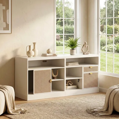 Vista 3 de ModernMate Archivador lateral de 2 cajones, archivador de madera de 63 pulgadas para oficina en casa con cerradura, estantes de almacenamiento