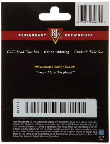 Vista 2 de Tarjeta de regalo de restaurante BJ's $25