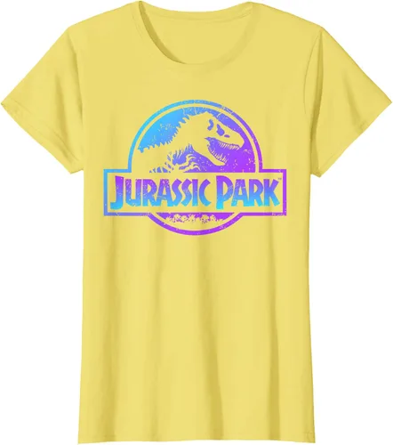 Vista 43 de Jurassic Park Camiseta de manga corta con logotipo Fossil azul y morado Negro