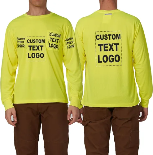 Vista 9 de A-SAFETY Playera de manga larga de seguridad de alta visibilidad, personalizable con logotipo (XS-6XL)