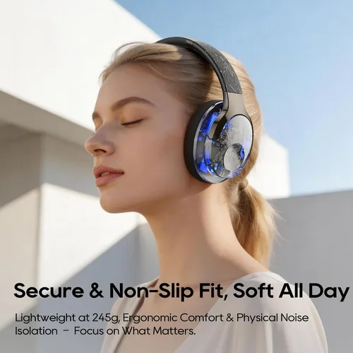 Vista 12 de BUGANI Auriculares Bluetooth sobre la oreja con luz RGB Negro-FH01