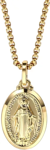 Vista 6 de Collar de Virgen de Guadalupe de oro amarillo de 18 quilates, joyería religiosa, dije de Nuestra Señora, Virgen María, collares con dijes