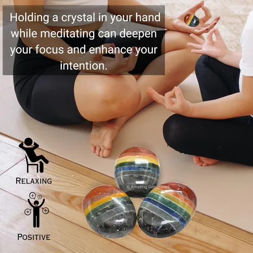 Vista 5 de Piedras de Siete Chakras de Amazing Gemstone y Piedras Curativas - Grandes Piedras de Palma de Cristal - Cristal para Buena Suerte, Energía Positiva