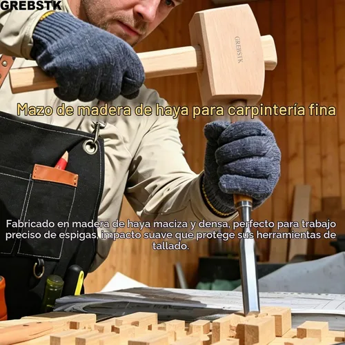 Vista 7 de GREBSTK Mazo de madera maciza de haya para bartending casero y taller