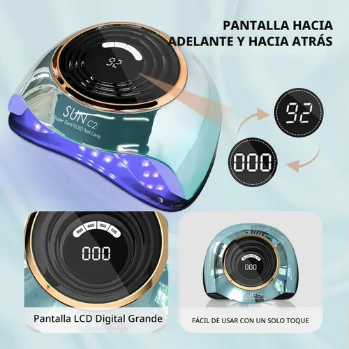 Vista 6 de Luz UV para Uñas 288W Lámpara de Uñas con 63 cuentas LED para esmalte de gel con pantalla LCD, sensor automático y 4 ajustes de temporizador