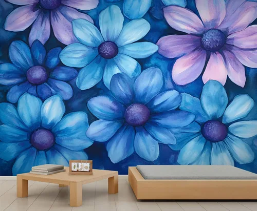 Vista 12 de Mural de pared floral retro, papel tapiz rústico floral de bar, flores abstractas 3D, impermeable, para cafetería, restaurante, sala de estar