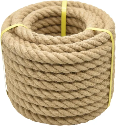 Vista 9 de Cuerda de yute de 1 1/2 pulgadas x 50 pies, cuerda de cáñamo natural gruesa y pesada cuerda náutica trenzada para manualidades, escalada