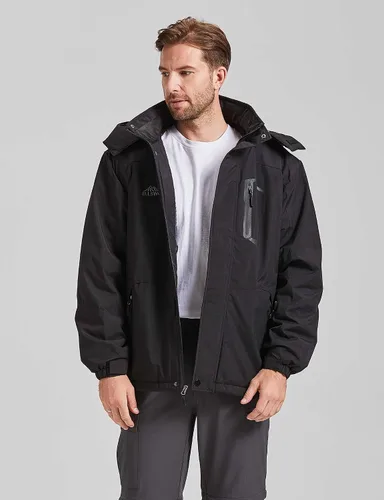 Vista 4 de ELLSWOS Chaqueta de esquí impermeable para hombre, abrigo de nieve cálido con capucha, rompevientos