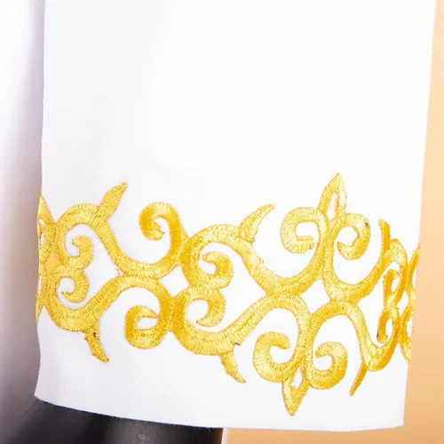 Vista 8 de XSION Traje africano para hombre chaqueta camisa y pantalones juego de 2 piezas con estampado tradicional dorado de manga larga S-4XL color morado