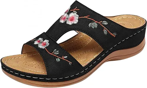 Vista 56 de Ladmiple Sandalias ortopédicas florales de moda 2023 con soporte de arco, zapatillas romanas casuales con puntera abierta