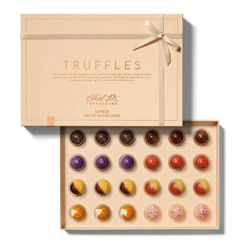 Vista 11 de Ethel M Chocolates Caja de regalo de 24 piezas de la colección de chocolate negro de primera calidad, sabores exóticos, limón, vainilla, caramelo