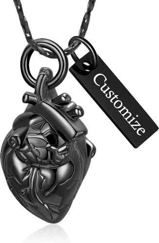 Vista 10 de Imrsanl Collar con colgante de joyería de cremación para cenizas – Collar anatómico de urna de corazón para cenizas – Medallones conmemorativos