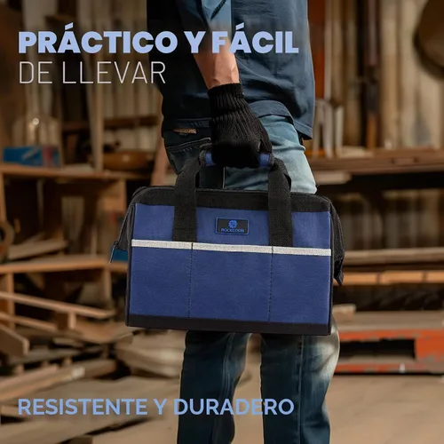 Vista 6 de Bolsa de herramientas de 13 pulgadas, organizador de herramientas de boca ancha para almacenamiento de herramientas, resistente y resistente al