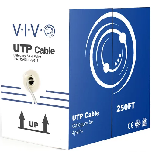 Vista 13 de VIVO Cable Cat5e a granel de 1,000 pies, cable Ethernet CCA, 24 AWG, caja de extracción UTP, red LAN, azul, CABLE-V001B