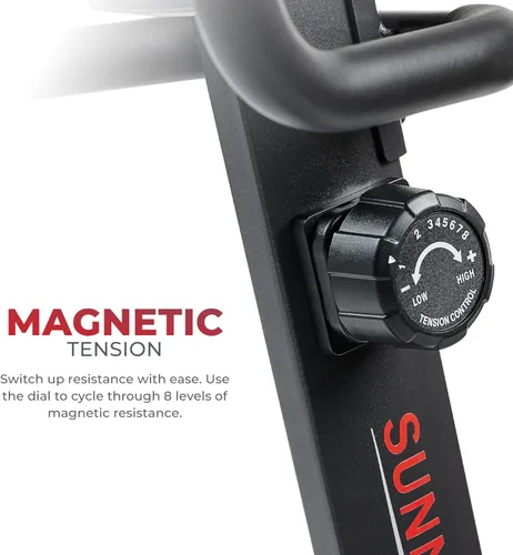 Vista 7 de Sunny Health & Fitness Bicicleta estática reclinada inteligente, asiento con cojín ajustable y respaldo de malla para entrenamiento en casa