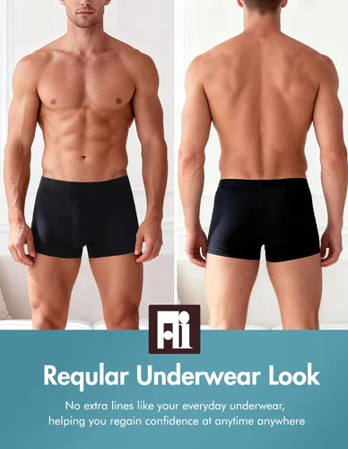 Vista 6 de AIRCUTE Calzoncillos tipo bóxer absorbentes para hombre, para incontinencia de orina, con apertura frontal a prueba de fugas, paquete de 3