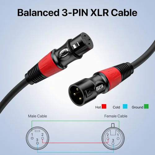 Vista 5 de EBXYA Paquete de 4 cables XLR de 3 pies, cable de micrófono macho a hembra con cable de altavoz blindado equilibrado