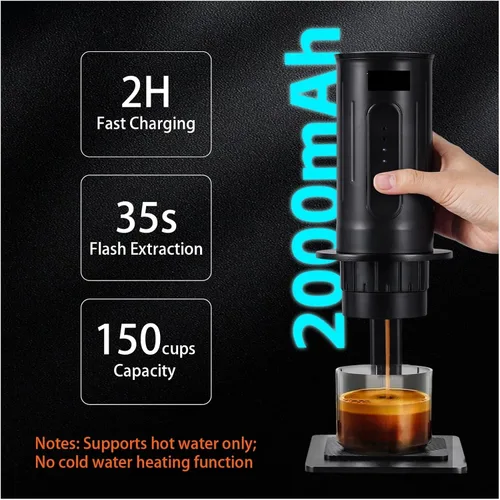 Vista 2 de Cafetera portátil de mano - Cafetera manual para cápsulas y café molido - Ideal para acampar y senderismo (3)