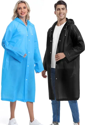 Vista 38 de 2 abrigos de lluvia de Borogo para adultos, chaquetas de lluvia reutilizables para hombres y mujeres