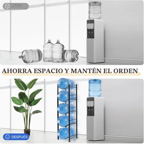 Vista 4 de Klvied - Organizador resistente de jarra de agua de 5 niveles, estante resistente para garrafón de agua de 5 galones para cocina, oficina, sala