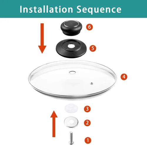 Vista 3 de Tapa de vidrio de 8 pulgadas para tapa de sartén, tapa de sartén, tapa de sartén, tapa de sartén con asa, compatible con sartén de hierro fundido