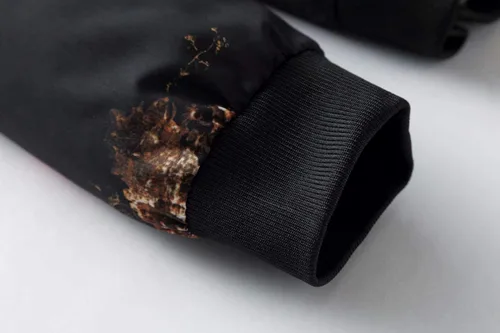 Vista 7 de HENGAO Chaqueta bomber con cremallera frontal y estampado de flores para hombre
