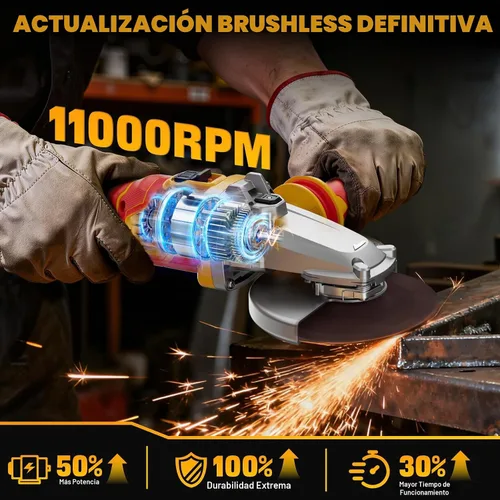 Vista 7 de Ecarke Amoladora de cabeza plana compatible con batería DeWalt de 20 V, 4-1/2 a 5 pulgadas, 11000 RPM, sistema de seguridad múltiple