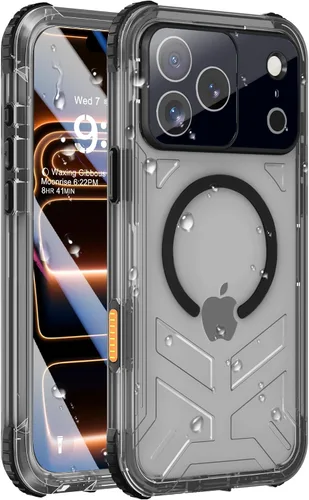 Vista 23 de Funda impermeable para iPhone 15 con Magsafe, protector de pantalla, cordón, IP68 militar de cuerpo completo a prueba de golpes, para deportes