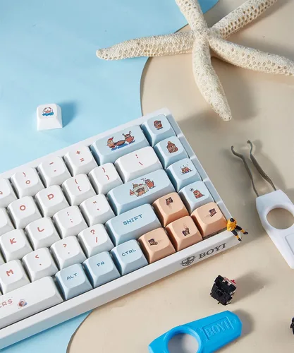 Vista 6 de BOYI WK68 Teclado mecánico RGB intercambiable en caliente, Bluetooth inalámbrico 5.02.4Gteclas de sublimación PBT con cable tipo C, teclas