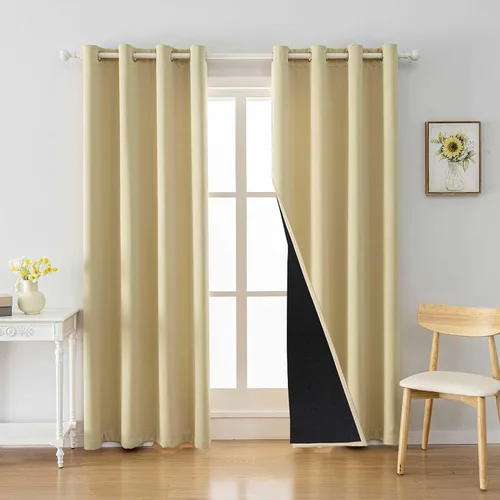 Vista 8 de Anytime Juego de 2 paneles de cortinas 100% opacas, con aislamiento térmico para dormitorio, paneles de sombreado completo