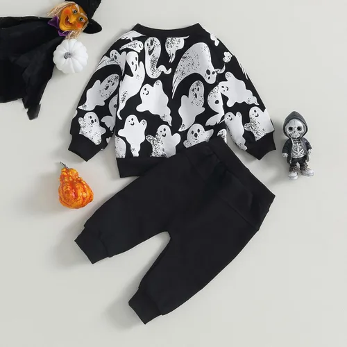 Vista 43 de Karwuiio Conjunto de disfraz de Halloween para bebé, sudadera de manga larga y pantalones para otoño