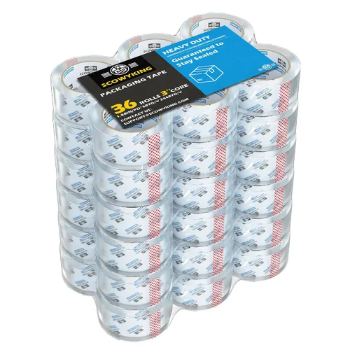 Vista 11 de 2 rollos de cinta de embalaje transparente, 4,7 cm x 62 m, 0,07 mm de grosor - Cinta de envío resistente para mudanzas, sellado de cajas, embalaje