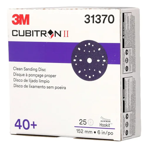 Vista 9 de 3M Cubitron II Hookit 31370 - Disco abrasivo de lijado limpio, 6 pulgadas, grado 40+, paquete de 50 discos, alto rendimiento, larga duración