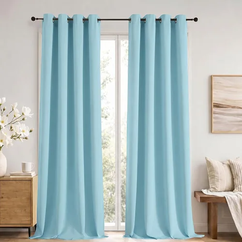 Vista 39 de Simplebrand Cortinas blancas puras de 96 pulgadas de largo para oscurecer la habitación, juego de 2 paneles para dormitorio/sala de estar, bloqueo