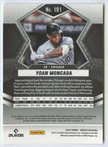 Vista 2 de 2022 Panini Mosaic #191 Yoan Moncada Chicago White Sox Baseball Trading Card